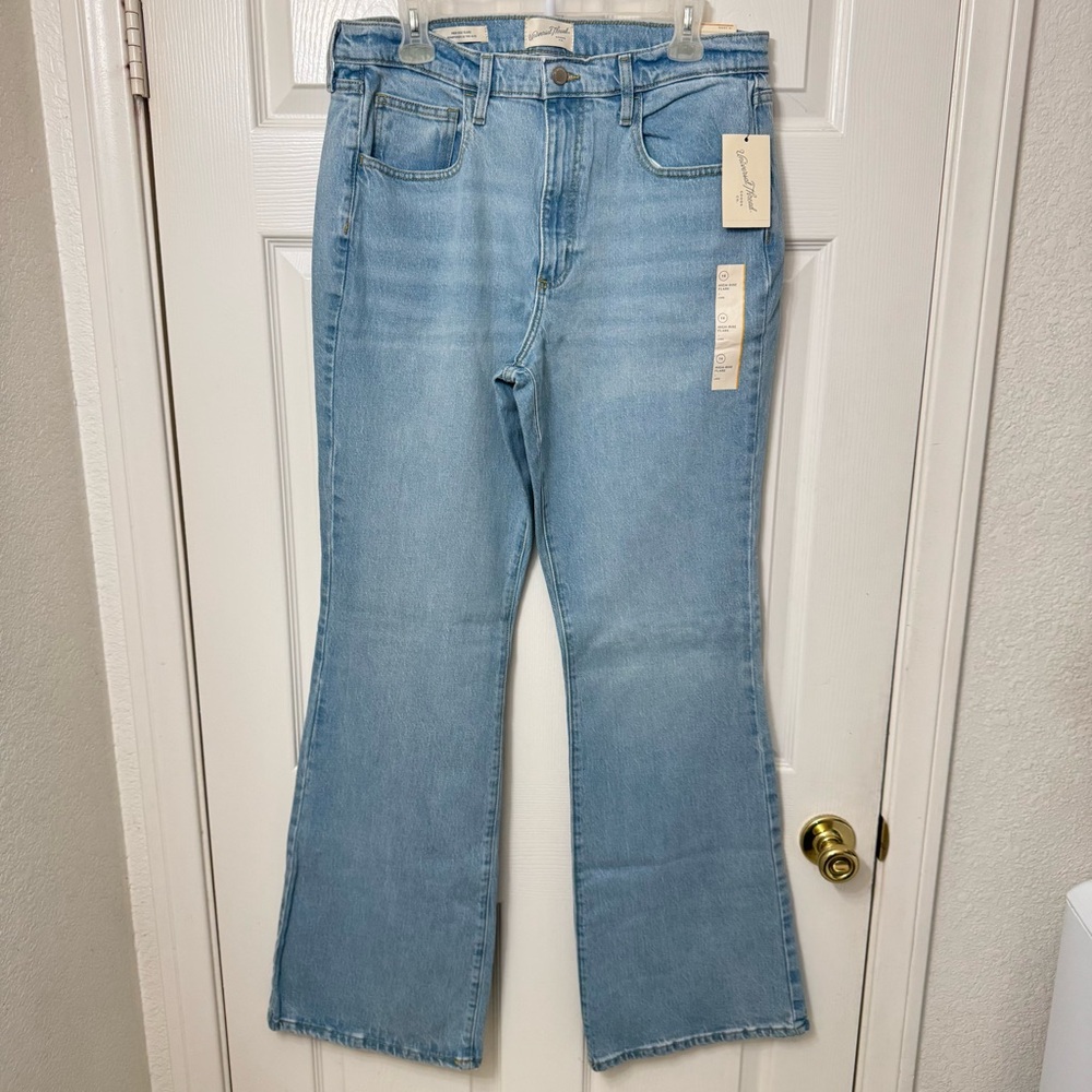 Universal Thread Light Blue High Rise Flare Denim Jeans Size 14 Long Stretch NWT